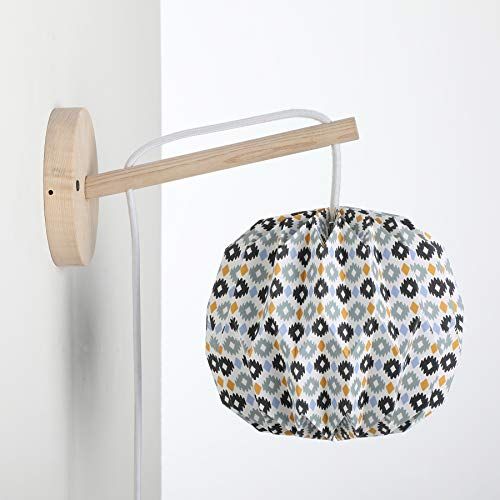 LUSSIOL 350030 Wandlamp - Hout - Blauw/Grijs/Geel - E14