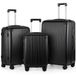 Set de 3 valises de cabine, valises de voyage à coque rigide en ABS avec poignée télescopique, serrure à combinaison à 3 chiffres, coins renforcés, 56/66/76 cm