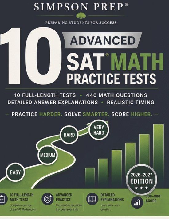 10 Libri GmbH Best SAT Prep Workbooks: Complete Math, Reading and Writing Practice for the Digital SAT and PSAT- 10 Advanced SAT Math Practice Tests