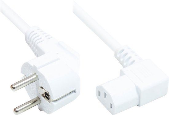 Goobay C13 (haaks/links) - CEE 7/7 (haaks) stroomkabel - 3x 1,00mm / wit - 5 meter