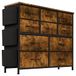 Baloveby Commode, kast met 10 stoffen laden met handgrepen, metalen frame, kinderkamer, kast, hal, entree, opbergkast voor slaapkamer (bruin1)