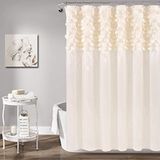 Lush Decor Lillian Douchegordijn, met glanzend cirkelmotief, 183 cm x 183 cm, beige