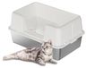 GarveeMore Kattenbak van roestvrij staal, XXL, halfgesloten kattenbak