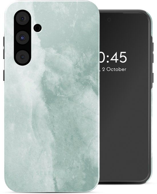 Selencia Hoesje - Geschikt voor Samsung Galaxy A55 (5G) - Backcover - Marble Grayed Jade