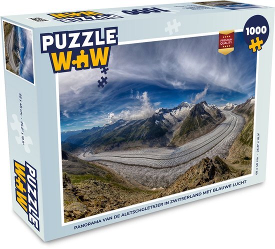 MuchoWow Puzzel Panorama van de Aletschgletsjer in Zwitserland met blauwe lucht - Legpuzzel - Puzzel 1000 stukjes volwassenen