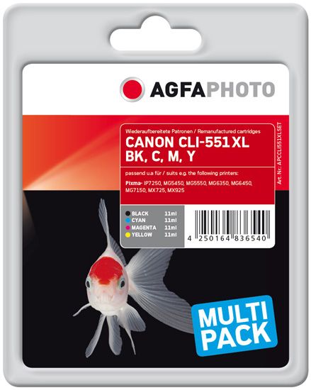 AgfaPhoto APCCLI551XLSET - Inktcartridge - Multipack (4 stuks)