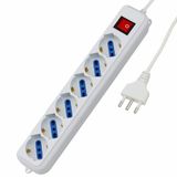 Meervoudige stekkerdoos 6 Schuko 10/16 A met kabel 1,5 m | stekkerdoos met Italiaanse stekker 10 A en aan-/uitschakelaar