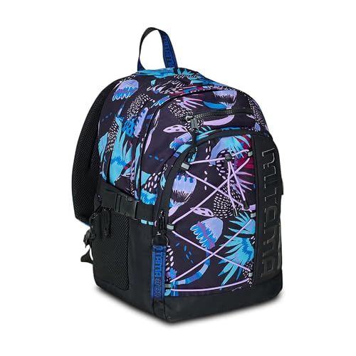 Rugzak Mitama Rugzak met drievoudige Mitama Paarse Bloom met PC-tas, zwart en paars, basisschool en vrije tijd, meisjes, Zwart, Eén maat, Rugzak