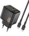 Dudao Chargeur mural 45W PD 2x USB-C avec câble USB-C vers USB-C de 1m, Transparent
