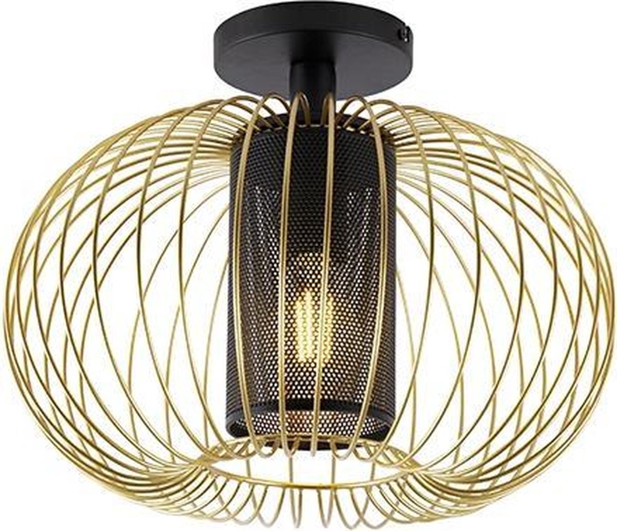 QAZQA marnie - Plafondplaat lamp - 1 lichts - Ã˜ 38 cm - Goud