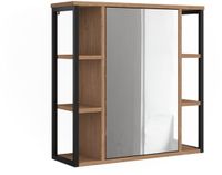 Vicco Badkamerspiegelkast Linara, Eiken/Zwart, 60 x 60 cm