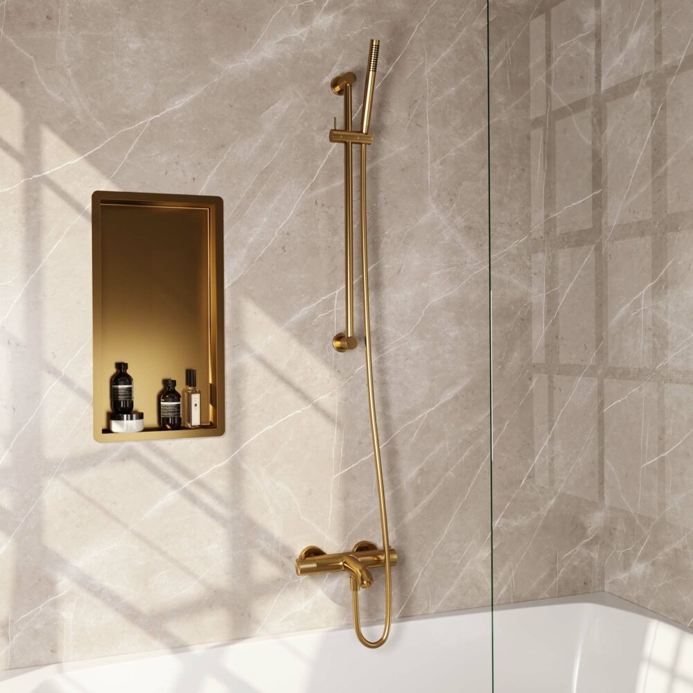 Brauer Brauer Gold Carving opbouw baddouche met glijstang en staafhanddouche goud