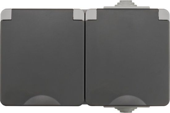 ION industries opbouw stopcontact 2-voudig IP55 - grijs