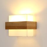 Comely Wandlamp voor binnen, hout, wandlamp, lampenkap van stof, E27