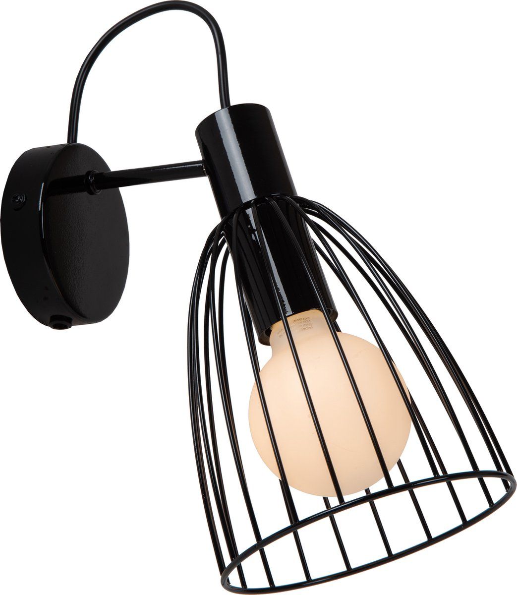 Lucide MACARONS - Wandlamp - 1xE27 - Zwart - Metaal