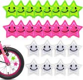 Marque non spécifiée 24 pièces rayons de vélo colorés - accessoires de sécurité pour vélo pour enfants - étoiles réfléchissantes - clip de décoration de vélo de nuit