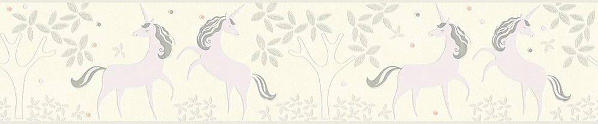A.S. Création Only Borders 11 - "unicorn" EENHOORN BEHANGRAND - paars wit met een zilver glitter