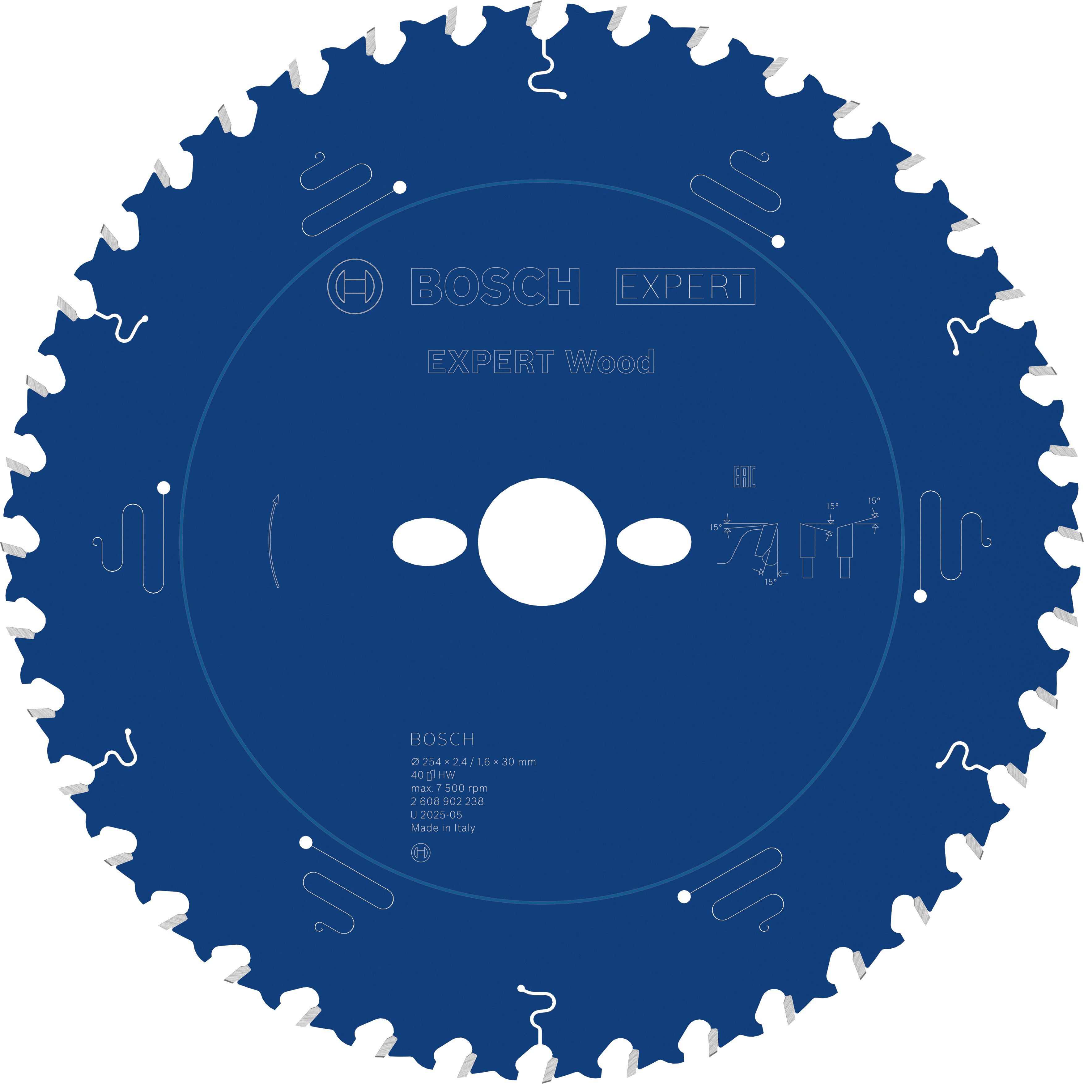 Bosch Accessoires EXPERT Wood Cirkelzaagblad | 254 x 2,4/1,6 x 30 mm | T40 - 2608902238