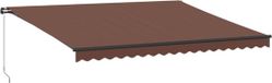 vidaXL Parasol manuel avec éclairage LED solaire, marron, polyester, 450x450 cm