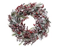 Everlands Kerstkrans met rode bes, groen, 14x60x60 cm
