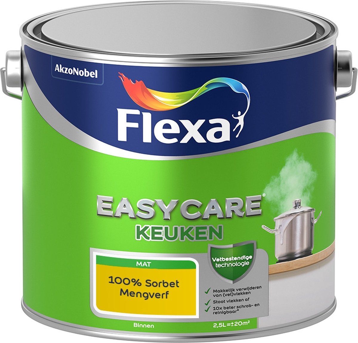 FLEXA Easycare Muurverf - Keuken - Mat - Mengkleur - 100% Sorbet - 2,5 liter