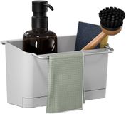 Tesa Spoelbakorganizer - Keukenaccessoires, Zeep, Spons, Borstel, Doek, Zonder Boren – Wit/Chroom