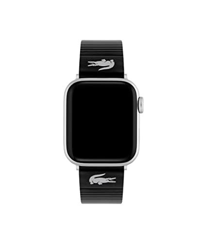 Lacoste Unisex Apple Watch-bandje van siliconen, metaal en leer, Blauw, Small, riem
