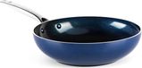 Sans marque Poêle wok induction 28cm 27L avec diamant renforcé antiadhésif sans PFAS lavable au lave-vaisselle résistant au four Bleu