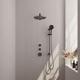 Brauer Gunmetal Edition thermostatische inbouw regendoucheset 40cm rechte wandarm met 30cm ronde hoofddouche 3 standen ronde handdouche Gunmetal geborsteld PVD 5-GM-038