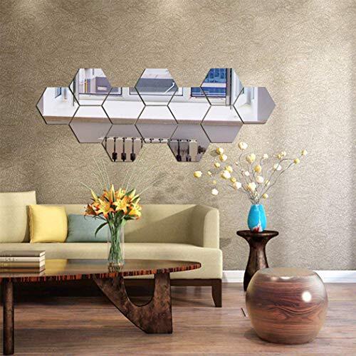 Beser Lee 3D Spiegel Muurstickers Acryl Tegels, Zeshoek Spiegel Art DIY Thuis Decoratieve Zeshoekige Wandplaat Plastic Spiegel voor Thuis Woonkamer Slaapkamer Sofa TV Achtergrond Muursticker Decoratie Deco