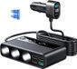 JOYROOM Autolader met Sigarettenaansteker met USB C en USB A - Snellader - 210W - 1 Meter kabel - Zwart