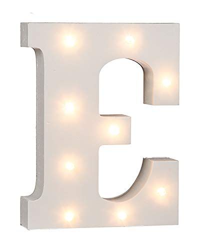 Out of the Blue 57/6078 - houten letter "E" verlicht met 9 LED-lampen, werkt op batterijen, ca. 16 cm
