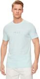 Guess Classic T-shirt Bleu Coton Logo Col rond Manches courtes Coupe droite Homme S