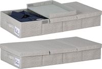 Merkloos Relaxdays opbergbox onder bed - set van 2 - 50 l - opvouwbaar - 15 cm hoog - plat - grijs