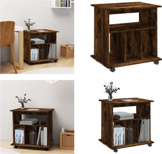 vidaXL Rolkast 60x45x60 cm bewerkt hout gerookt eikenkleurig