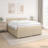 vidaXL Boxspringbed met matras, crème kleur, 180 x 200 cm, gestoffeerd