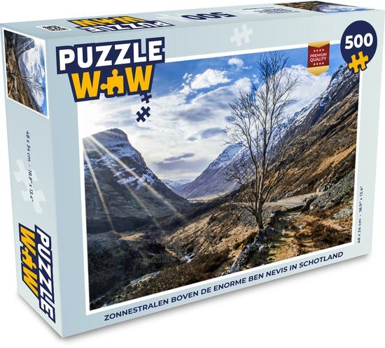 MuchoWow Puzzel Zonnestralen boven de enorme Ben Nevis in Schotland - Legpuzzel - Puzzel 500 stukjes