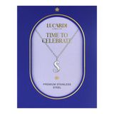 Lucardi Dames Stalen ketting letter S - Ketting - Staal - Zilverkleurig - 47 cm