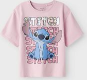NAME IT NKFNYRI STITCH SS NREG TOP BOX WDI - Meisjes - T-shirts - Katoen - Roze - Korte mouw - Ronde hals - Regular Fit - Casual