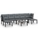 vidaXL 8-delige Loungeset Poly Rattan Zwart/Grijs