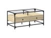Maisons du Monde Maison Exclusive - Salontafel met glazen blad, Sonoma-eikenhout, 98,5 x 50 x 45 cm, staal