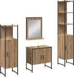 vidaXL Badkamermeubel Set 4-delig Bewerkt Hout Artisanaal Eiken 33 x 33 x 185,5 cm