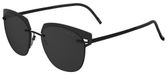 Silhouette Accent Shades 8702 Lunettes De Soleil Femme Noir Géométrique Gris