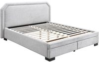 Vente-unique Cadre de lit tissu gris clair 140 x 190 cm
