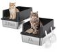 PawHut Litière pour chat-Edelstahl, Plastique-60L x 40W x 30H cm-Noir