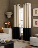 Curtainworks 1Q80370ARE Kendall gordijnpaneel met kleurblok en ingestanste ringen, 241,3 cm, crème/zwart