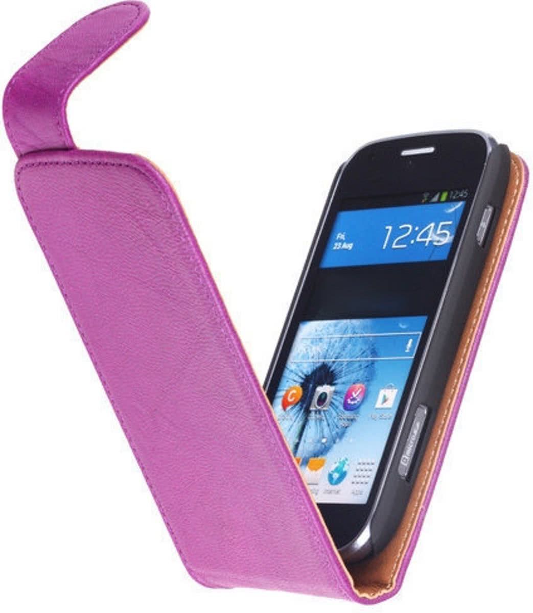 Best Cases Polar Echt Lederen Lila HTC One Flipcase Hoesje