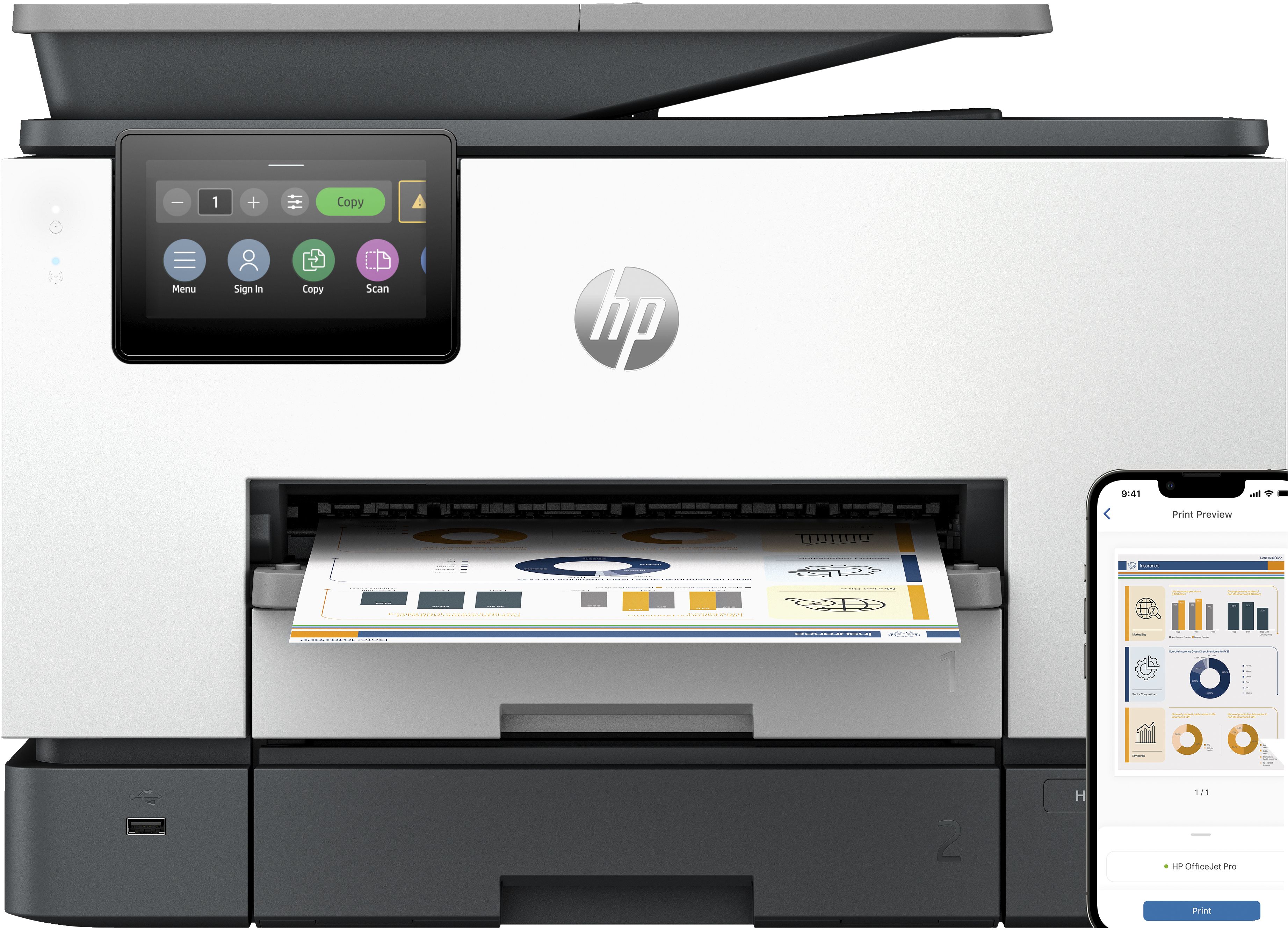 HP OfficeJet Pro 9130b All-in-One Printer - Color Inkjet - Duplex - A4 - ADF - Wireless - Ethernet - USB