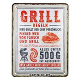 Nostalgic-Art Metalen bord, retro, 15 x 20 cm, grillregels, cadeau-idee voor grillfans, vintage design met spreuk