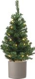 Decoris Bellatio Decorations Volle kunst kerstboom - 75 cm - 35 warm witte LEDs - inclusief taupe bloempot - 81 zachte PVC tips